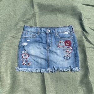 Aeropostale Embroidered Jean Skirt